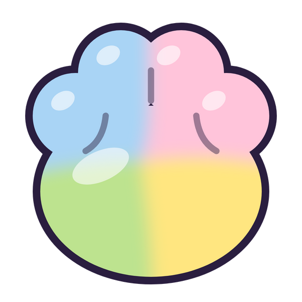 Pastel cat paw crunchy squishy with four toe beans, Crinklet